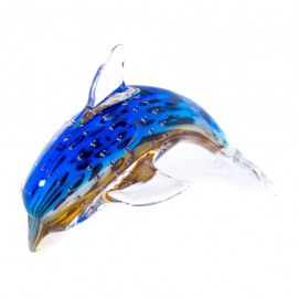 Figura Decorativa de Vidrio Delfín Azul y Rojo - Envío Gratuito