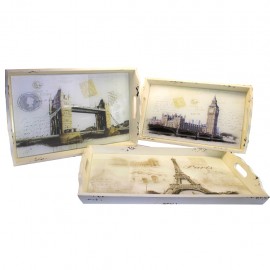 Juego de 3 Charolas Decorativas Europa - Envío Gratuito