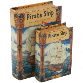 Juego de 2 Caja Libro Pirate Ship - Envío Gratuito