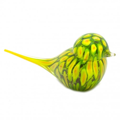 Figura Decorativa de Vidrio Pájaro Verde y Amarillo - Envío Gratuito