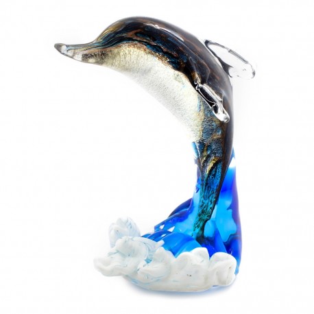 Figura Decorativa de Vidrio Delfín Olas - Envío Gratuito