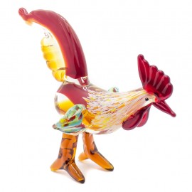 Figura Decorativa de Vidrio Gallo Rojo y Amarillo - Envío Gratuito