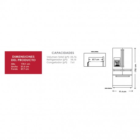 Refrigerador KitchenAid French Door 26p3 KRMF606ESS - Envío Gratuito