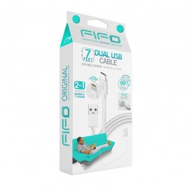 Cable Dual micro USB y Lightning 2 mts. FIFO - Envío Gratuito