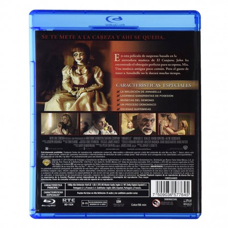 Annabelle Película Blue Ray - Envío Gratuito