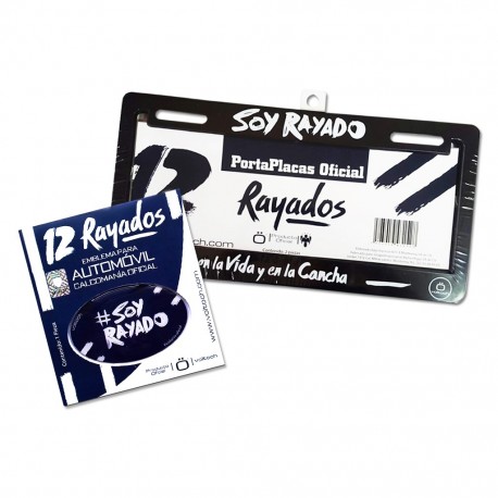 Combo Rayados 3: 1 Par de Portaplacas + 1 Sticker Voltoch Rayados Oficial - Envío Gratuito