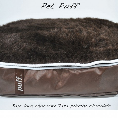 Pet Puff Grande: Base Lona Chocolate Peluche Chocolate - Envío Gratuito